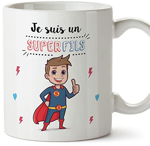 Mugffins Tasses pour FILS - En Français - Cadeau original pour FILS - Super Famille - 11 oz / 330 ml