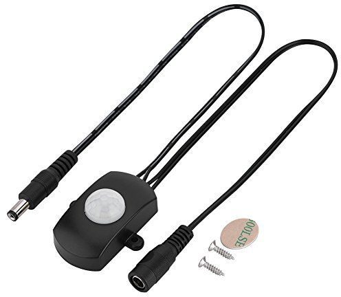 Ejoyous Infrarot Bewegungsmelder Schalter DC 6V-24V, PIR Bewegungsmelder Detektorschalter für LED Streifen Licht Innen, Schwarz