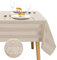 JIUZHEN Tischdecke Beige Gestreift Tischdecke Outdoor Wasserdicht, Quadratische Wasserabweisenden mit Lotuseffekt Tischdecken Gartent, abwaschbare tischdecke, Wetterfeste für Balkon, 130 x 220 cm