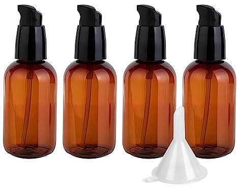 LusDoly 4 Stück, 80ml Braun Plastik Kunststoff Pumpflasche Gelspender Flasche mit Lotion-Spender Lotionspender für Seife Kosmetik Lotionen Gels Cream