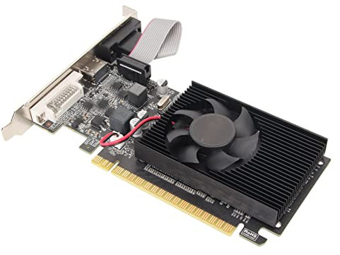 Annadue Scheda Grafica 1G DDR3, Memoria Video da 1 GB a 64 Bit, Frequenza Core 589 MHz, GT218/40nm, PCI 2.0 X 16, DVI, VGA, Ventola di Raffreddamento, Basso Rumore