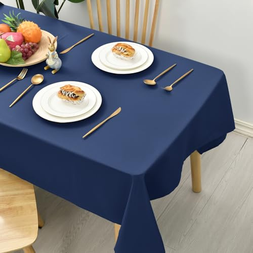 Hiasan Tischdecke Abwaschbar Abwischbare Tischtuch Eckig Blau 130x230cm | Tischdecken Stoff, Table Cloth Lotuseffekt Wasserabweisend für Esszimmer Küche Outdoor Wetterfest Geburtstag Party Biertisch