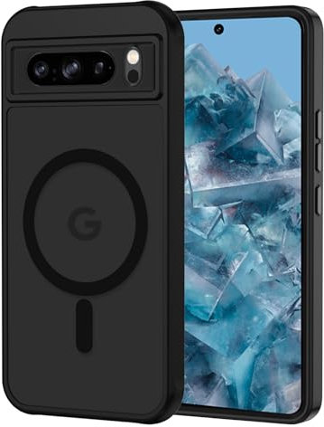 XTCASE für Google Pixel 8 Pro Hülle Magnetisch kompatibel mit Magsafe, Matt Transluzente Handyhülle für Google Pixel 8 Pro Kratzfeste PC Rückseite + TPU Bumper - Schwarz