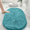 Mateju Tapis de Bain Antidérapant, Ovale Tapis Salle de Bain Absorbant en Microfibre Chenille Tapis de Douche, Doux et Confortable Tapis de Sol Lavable (50x80CM,Bleu Gris)
