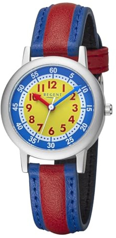REGENT Kinderuhr Unisex in Silber-blau-gelb-rot Aluminium ⌀30mm F-1472
