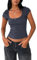 Women's Y2K Crop T Shirt Short Sleeve Square Neck Lace Patchwork Crop Tops Summer Going Out Baby Tee (A-Gray, S)