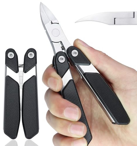 SG Nekoo Foldable Toenail Clippers - Portable Travel Toenail Trimmer, Surgical Steel Ingrown/Thick Nail Clipper, Compact Safe Design with Anti-Slip Handle
