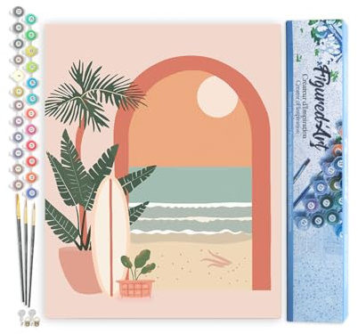 Figured'Art Peinture par Numéro Adulte Arche vers la mer - Activité Manuelle Kit de Loisir Créatif DIY Numéro d'Art Complet - 40x50cm sans châssis en bois