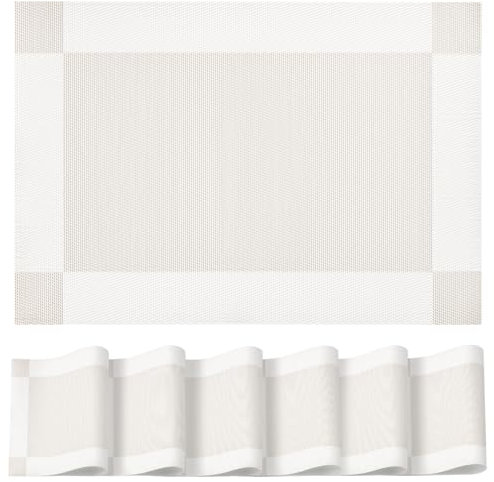 Artoid Mode Beige PVC Platzsets 6er Set, 30x45cm Tischsets Waschbar Schmutzabweisend Hitzebeständig Platzdeckchen Zuhause Küche Deko