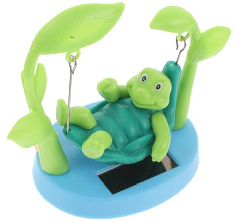 WHAMVOX Autoschmuck Solar Tierfigur Auto Dekoration Wackeltier Auto solar schildkröte deko Cartoon-Schildkrötenpuppe Armaturenbrettdekoration mit schüttelndem Kopf Plastik Green