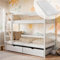 Hochbett Kinder, Etagenbett, Kinderbett | Inkl. 2 Matratzen, 2 Schubladen, sicher & funktional | Größen: 80x180, 90x190, 90x200 cm | 90x200 cm von von 4. bis 18. Lebensjahr | Weiß