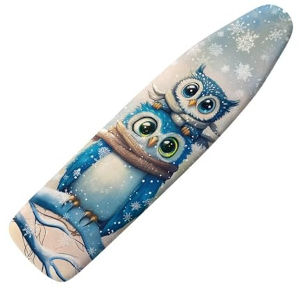 Coloranimal Bügelbrettbezug mit Winter-Eule, Cartoon, großer Bügelbrett-Staubschutz mit elastischem Rand, modische Bügeltisch-Schutz für Zuhause