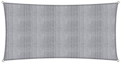 Lumaland Sonnensegel Rechteckig 2 x 4 Meter | Wetterbeständiger Sonnenschutz inkl. Befestigungsseile | Terrasse, Garten & Balkon Schattenspender aus HDPE Segelstoff mit UV Schutz [Hellgrau]