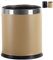 Trash Can Luxury Metal Waste Bin with Leather Cover,Open Top Office Wastebasket,Double Layer, Round Shaped (Apricot with silver ring)