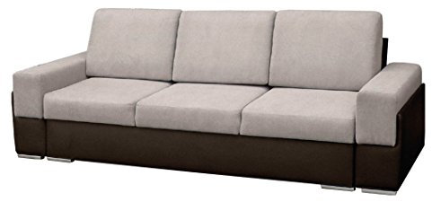 mb-moebel Couch mit Schlaffunktion Sofa Schlafsofa Wohnzimmercouch Bettsofa Ausziehbar Bruno (Beige)
