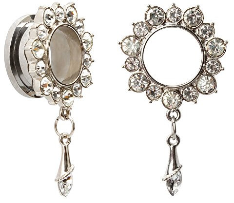 KUBOOZ Piercings Plugs Tunnels Ohrschmuck Gemmed Blume Drop Ösen Flare Edelstahlschraube zurück Stecker Spurweiten 00g