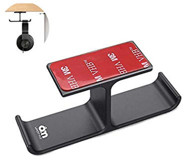 6amLifestyle Dual Headphone Stand Holder, Headphone Hooks Under-Desk Headphone Stand Hanger Mount, Headphones Hanger Perfect for Office and Home Use, Black (Patented)