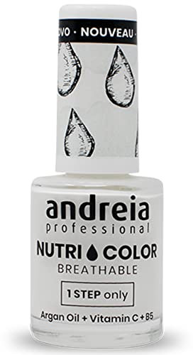 Andreia Professional NutriColor - Smalto per unghie Vegan Traspirante - Colore NC1 Bianca - 10.5ml