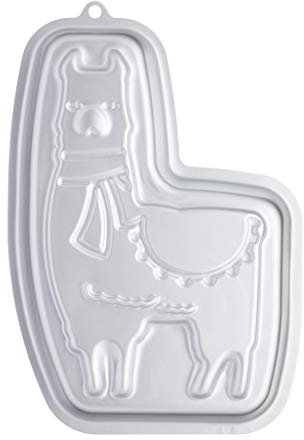 KitchenCraft Sweetly Does It Lama-Kuchenform Neuheit Geburtstag Kuchenform mit Rezept Silber eloxiertes Aluminium 28,5 x 18,5 cm