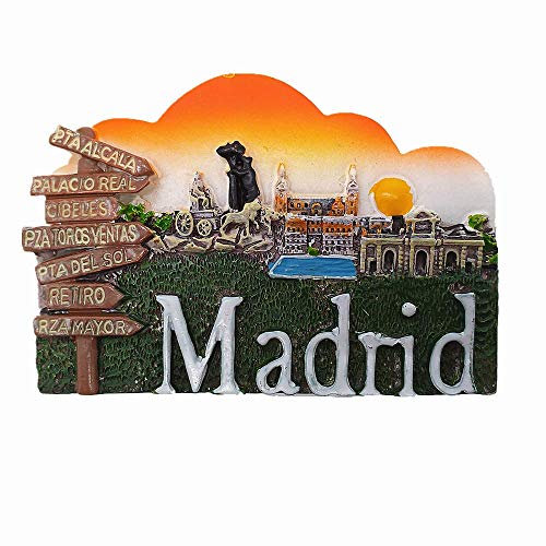 3D-Kühlschrankmagnet, Straßenschild, Madrid, Spanien, Reise-Souvenir, Geschenk, Heim- und Küchendekoration, Magnetaufkleber Spanien, Kühlschrank-Magnet-Kollektion