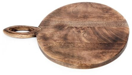 Circular Wooden Chopping Board With Carved Handle 39cm