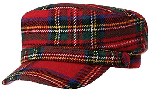 Lipodo Tartan Schottenkaro Elbsegler Damen - Karierte Schirmmütze - Ballonmütze mit Futter aus 100% Baumwolle - Integriertes Stretchfutterband - Herbst/Winter rot S (55-56 cm)