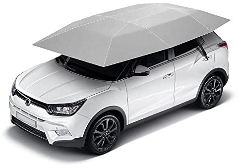 Ombrello Per La Protezione Dell'auto, Protegge Dalla Grandine UV Brucia Gli Escrementi Degli Alberi In Caduta, Riduce Manualmente La Temperatura Interna Dell'auto (Color : Silver)