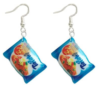 XIGAWAY Lustige kleine Simulation Instant-Nudel Chili Food Drop Ohrringe Modeschmuck, Kunststoff,