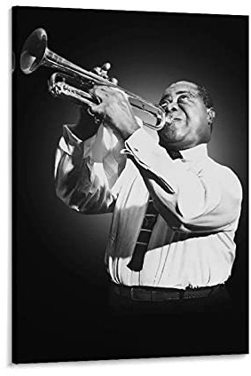 Louis Armstrong Schwarz-Weiß-Poster und Leinwand-Kunstdruck, modernes Familienschlafzimmer, ästhetische Dekoration, 20 x 30 cm