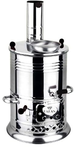 Hakan Bouilloire à thé turque portable Samovar pour camping, bouilloire à eau de camping, théière en bois au charbon, chauffe-eau pour camping, pique-nique, chasse, activités de plein air, poignées