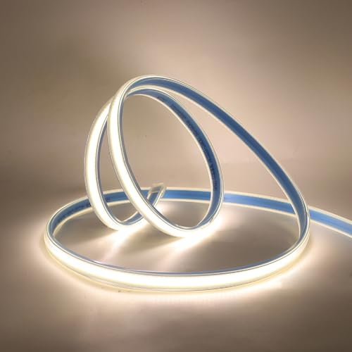 XUNATA Striscia LED COB 220V, Alta Luminosità 360 LED/m, IP65 Impermeabile, Ogni 50 cm di Taglio, Nastri LED Flessibile Luce (Bianco Naturale, 5m)