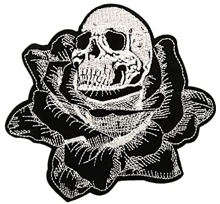 BPA Schädel Blume Aufnäher - Aufbügeln Patches, Flicken zum Aufbügeln