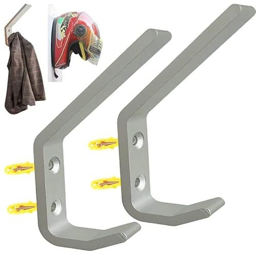 AUXPhome 2/PK Helmet Holder Hook, Sturdy Helmet Display Rack, Wall Mounted Helmet Storage Rack Hanger, for Motorbike Jacket Wall Display Rack, Stainless Steel- Hardware Included Easy to Install.