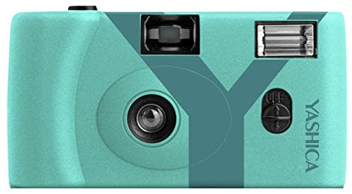 Yashica MF1Y turchese 35mm set di fotocamere (fotocamera+inserto pellicola+batteria+strap) una fotocamera ricaricabile SOSTENIBILE usa e getta
