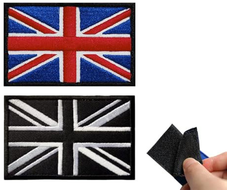 United Kingdom Flag Patch,Personalized Embroidery tag,Embroidered England Flag Velcro,Sew On Union Jack Patch United Kingdom Badge,for Military Uniform Tactical Bag Jacket Jeans Hat,2pcs(Black/Color)