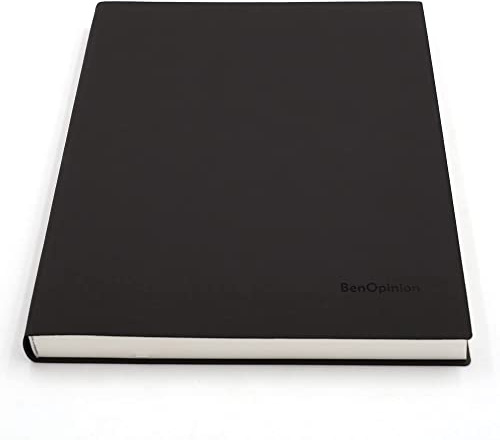 BenOpinion Großes Blanko-Notizbuch zum Schreiben und Zeichnen, weicher Kunstledereinband, 100 g/m² Papier, 320 Seiten, A4, 21,3 x 29 cm, Schwarz, einfarbig