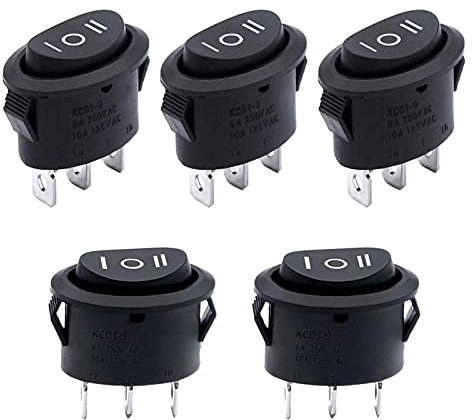 CZKE Interrupteur à Bascule Rond Ovale 5pcs sur/Désactivé/sur AC 250V/6A 125V /10A SPDT 3 PIN 3 Position Mini Mini Switch