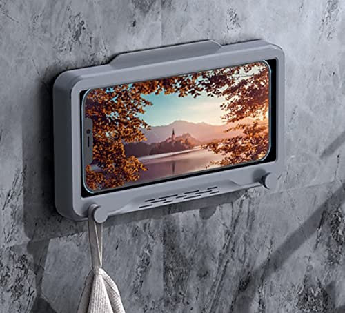 Orco Support de téléphone de douche étanche rotatif à 480° - Support de téléphone pour écran tactile HD jusqu'à 6,8 - Pour iPhone 11, 12, 13 Pro XR Max, Samsung Galaxy S21 - Gris