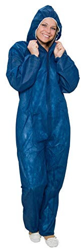 10 x Einweg Overall | Maleroverall Schutzanzug für leichte Malerarbeiten, Lackierarbeiten, Reinigungsarbeiten | Maleranzug Schutzkleidung Lackieranzug Einweganzug Overall mit Kapuze (Blau, XL)