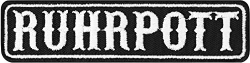 RUHRPOTT Biker Aufnäher Deutschland Motorrad Club Rankpatch | Applikation zum annähen/aufbügeln |Ruhrpott Motorcycle MC Abzeichen Aufbügler Namensschild | 100x25mm