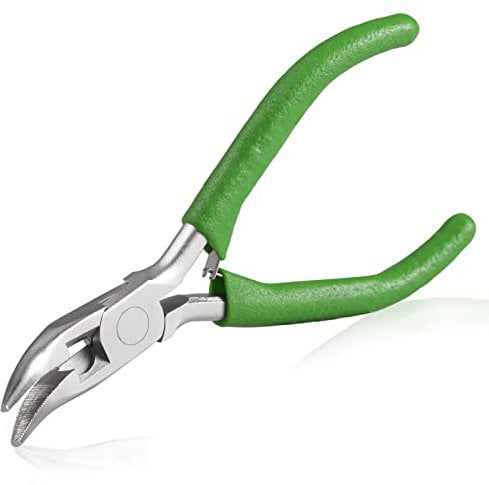 SPEEDWOX Mini Curved Nose Pliers with Serrated Jaw and Chain Cutter - 5 Inch Long Nose Pliers for Crafts, Jewelry Repair & Wire Jewelry Making