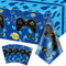 4 Stück Videospiel Tischdecken Gaming Party Dekorationen Kunststofftischdecken Blau Geburtstag Dekorationen für Jungen Kinder Gamer Party Supplies, 130 x 220cm