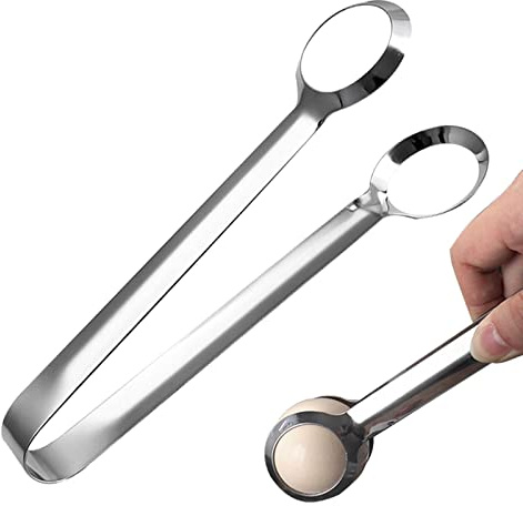 Dirfuny Küchenzange zum Kochen – Edelstahlzange für gekochte Eier, ergonomisches Design, multifunktionaler Haushalts-Eierclip für Salat, Fleischbällchen, Brot