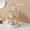 YIEZI 3-Layers Jewelry Organiser, 360 Degree Rotating Jewelry Box, Small Portable Accessory Storage Roll for Earring Necklaces, Round Tower Jewelry Storage Tray with Lid