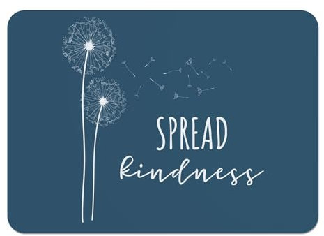 Platzsets, weich, Unterseite aus Kork, Platzdeckchen Blau – Spread Kindness Pflanzen Blumen Wiese Dandelion – Großes Format 39,5 x 28,5 cm, 4 Stück