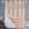 EUTXL Tenda da doccia lunga rosa cipria senza gancio con fodera a scatto, 230 g/m², tessuto a nido d'ape per bagno, 180 x 213 cm (larghezza x altezza)