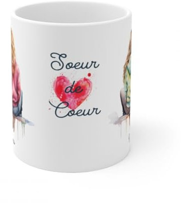 Jm-Déco Mug personnalisé Personnalisable Soeur de Coeur avec prénom - Idée Cadeau