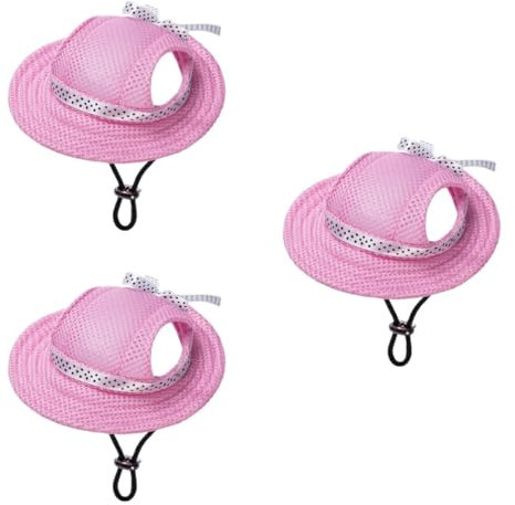 ABOOFAN 3St Atmungsaktiver Hut für Haustiere Cowboyhut Hundeprinzessin hundefressnäpfe hundezwinger Sonnenschutzkleidung Hüte Outdoor-Hüte kreativer Welpenhut Haustier Sommerhut