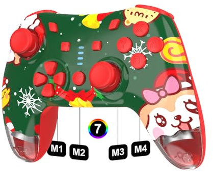 Manette Switch Pro sans fil pour Switch/Switch Lite/Switch OLED Manette de jeu sans fil pour PC/iOS/Android avec RVB/Programmable/Contrôle de mouvement/Vibration/Turbo/Wakeup (rouge)