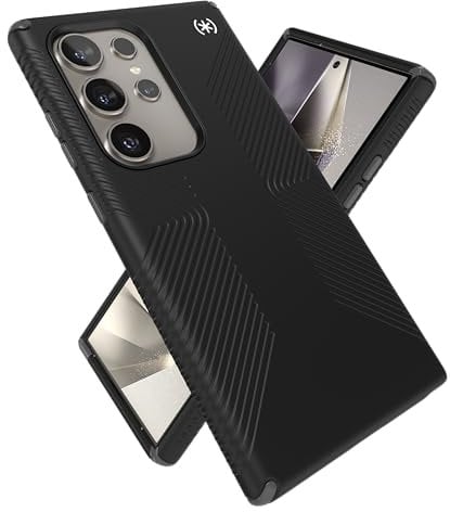 Speck Samsung Galaxy S24 Ultra Case - Drop Protection, Grip - Scratch Resistant, Soft Touch Phone Case - Presidio2 Grip Black/Slate Grey/White